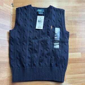 Polo by Ralph Lauren baby boys' navy blue cable-knit cotton sweater vest, 4